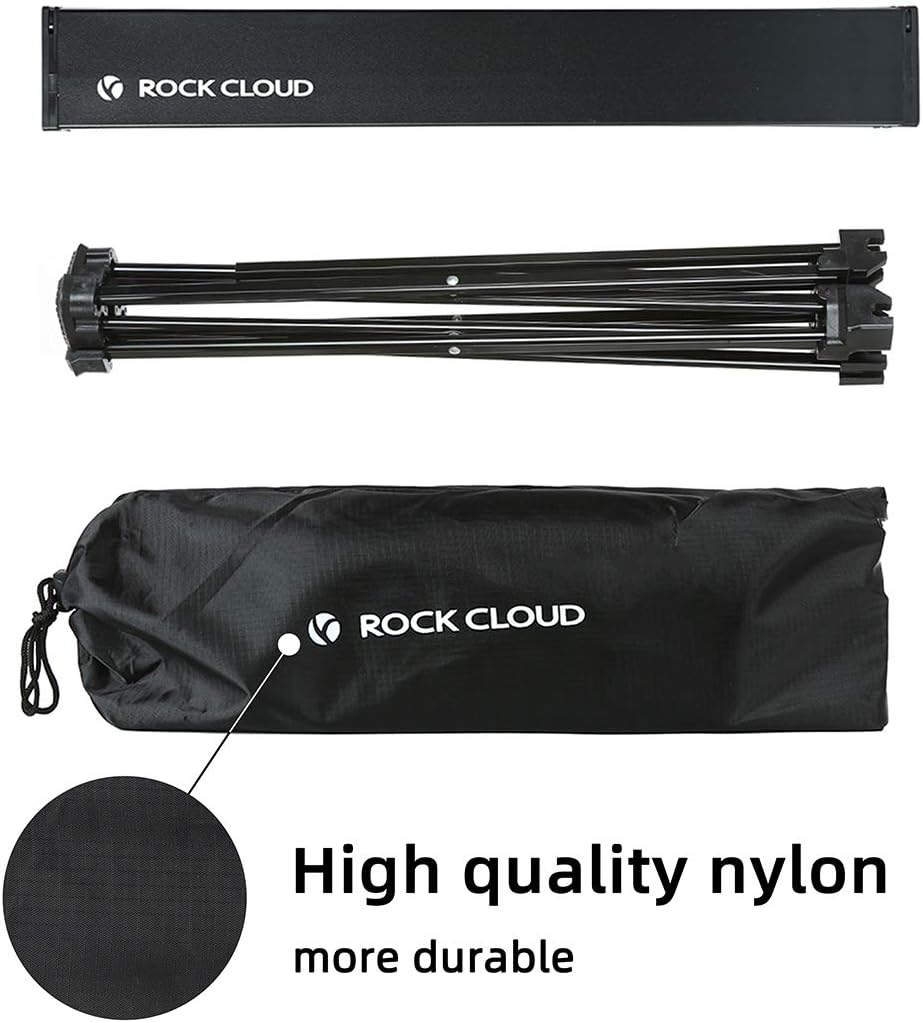 ROCK CLOUD Portable Camping Table Ultralight Aluminum Folding Beach Table Camp for Camping Hiking Backpacking Outdoor Picnic, Black