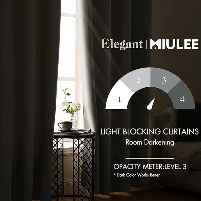 MIULEE Room Darkening Curtains Thermal Insulated Drapes Solid Window Treatment - Image 2