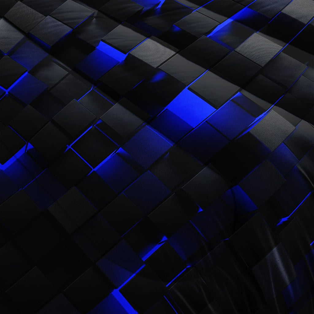 Nttopship Geometric Blue Black Comforter Set,Light Honeycomb 3 Piece Bedding Set Queen Size for Teen Boys,Modern Quilt Set Geometry Decor,Microfiber Lightweight 1 Comforter 2 Pillowcases All Season