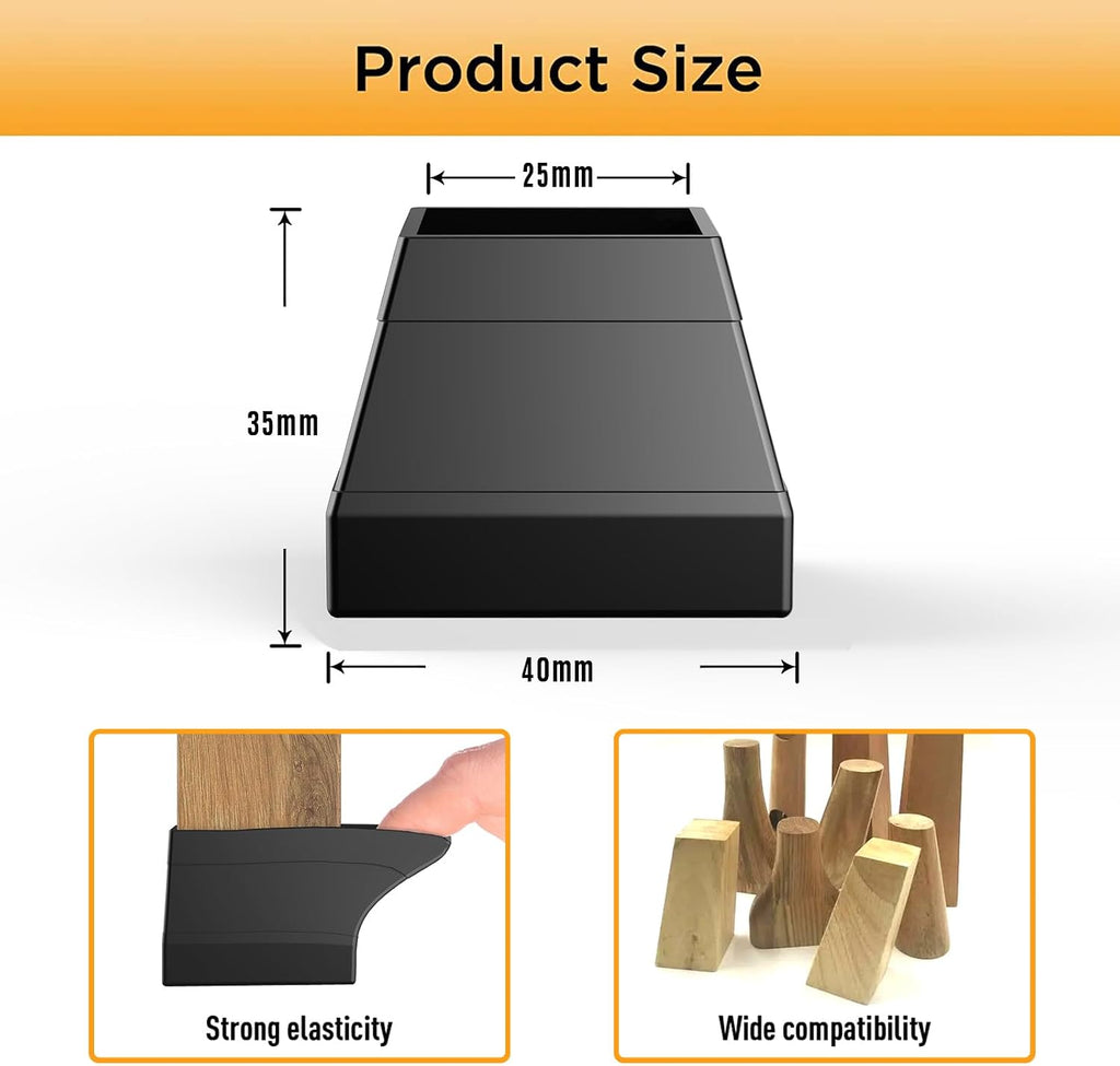 16 Pcs Non Slip Square Chair Leg Protector, Black, 1.26-1.57".