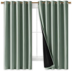 NICETOWN Greyish Green 100% Blackout Lined Curtains, 2 Thick Layers Completely - Image 2