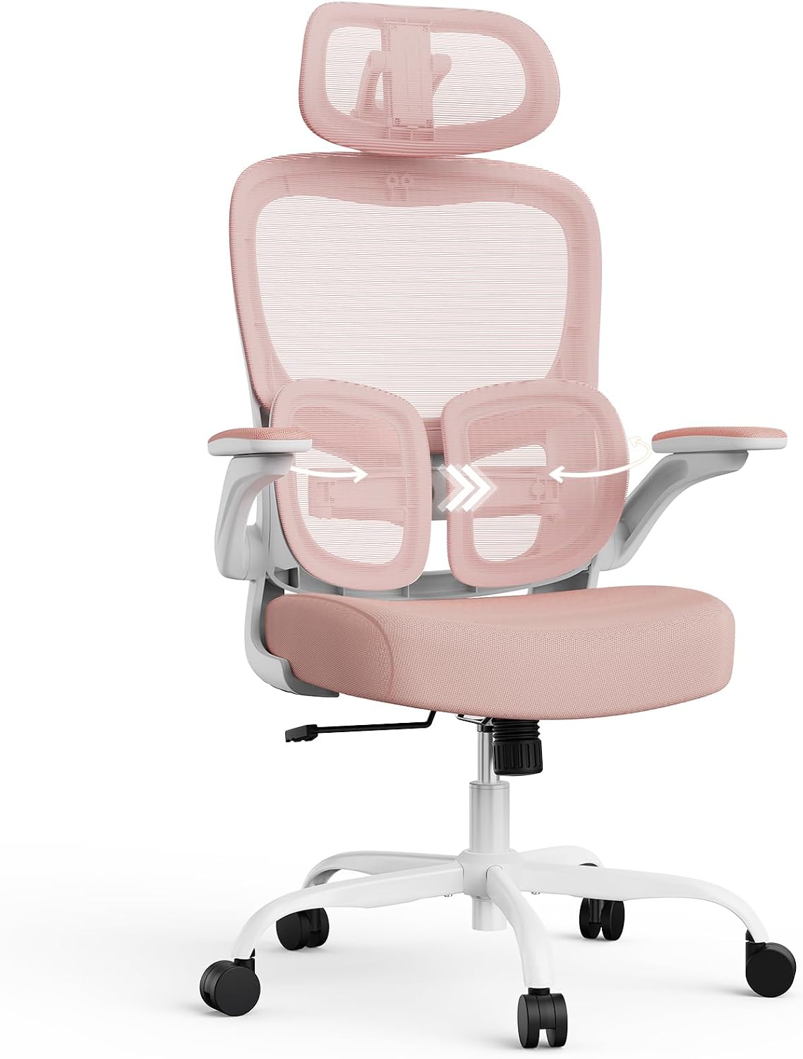Ergonomic Office Desk Chair, Adjustable Dual Lumbar Support & Thick Seat