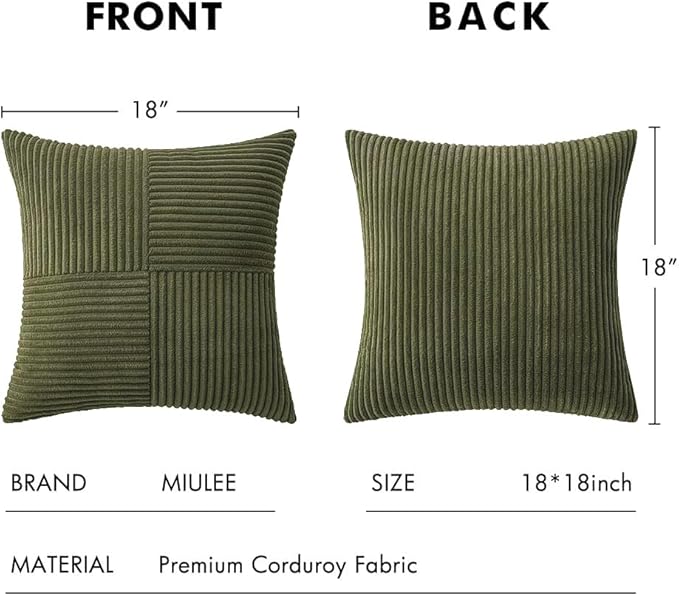 MIULEE Olive Green Decorative Throw Pillow Covers 18x18 Inch - Image 6
