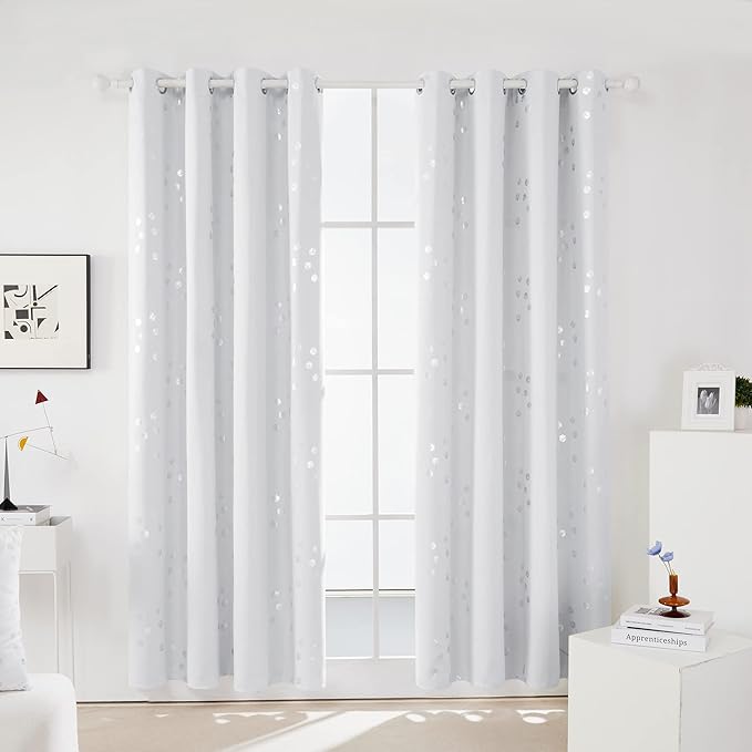 Deconovo Designer Series Silver Cubic Print Room Darkening Curtains - Image 2