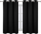 LEMOMO Black Blackout Curtains/38 x 54 Inch/Set of Two Panels Grommet Living - Image 2