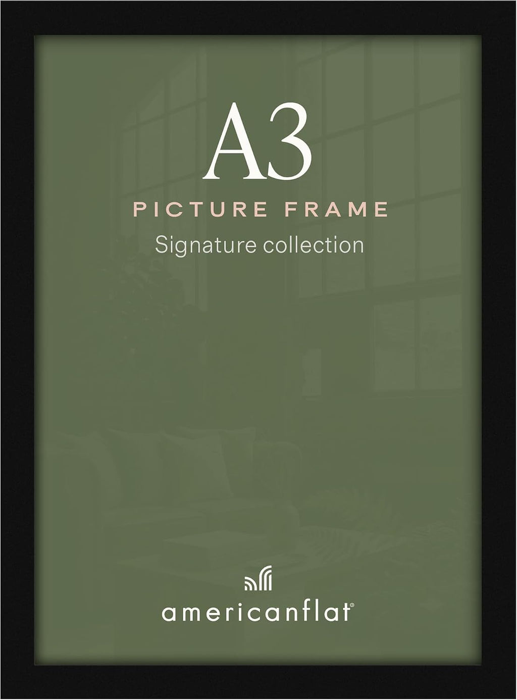 Americanflat A3 Picture Frame with Shatter-Resistant Glass - 11.7x16.5 Frame with Engineered Wood - Signature Collection - A3 Frames for Wall Display - Black