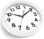 AKCISOT 12 Inch Wall Clock, Silent Battery Operated Analog Clock, White