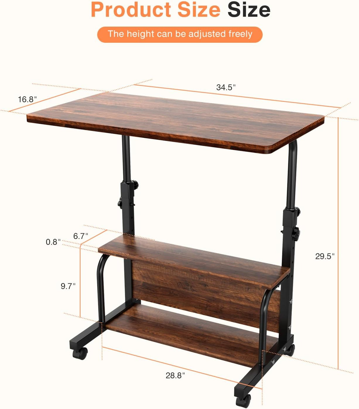 QZMDSM Portable Rolling Desk on Wheels