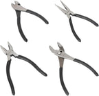 Amazon Basics Pliers Set, Hand Tools for Precision, Cutting Wire Cutter with Needle Nose and Diagonal, Quality Tool Set for Home Maintenance, Set of 4, Black and Silver