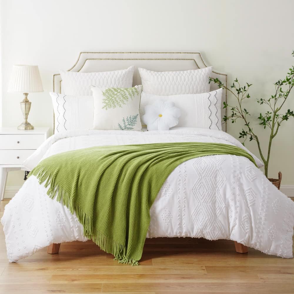 Battilo Lime Green Throw Blanket for Couch, 50"x60"