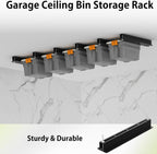 Heavy Duty Ceiling Storage Rack,Overhead Garage Storage Rack,Powder Coated Tote Storage Racks for Garages, Sheds, Storerooms (6 PCS, for 5 Bins)