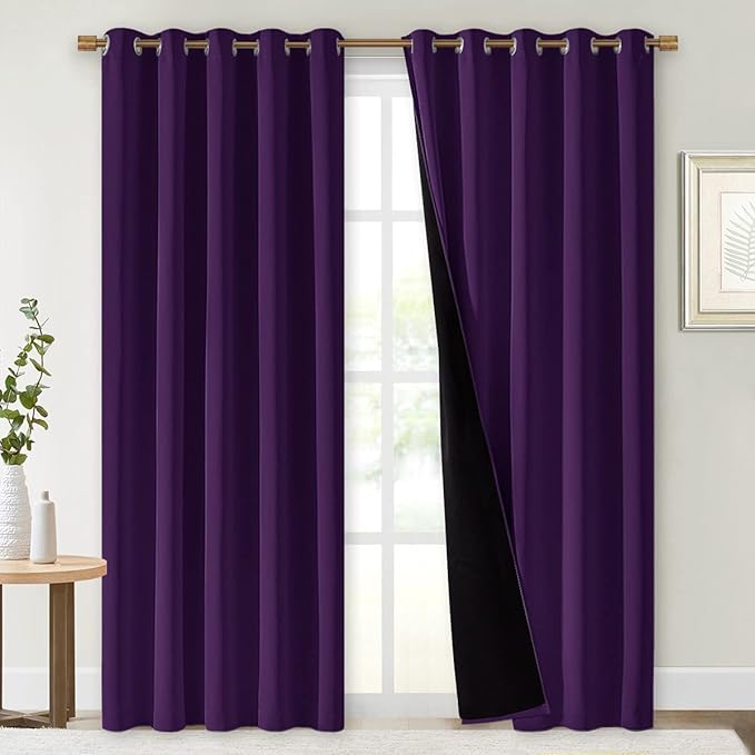 NICETOWN Royal Purple Full Shade Curtain Panels, 62 x 84 inch, Pair of Energy by NICETOWN