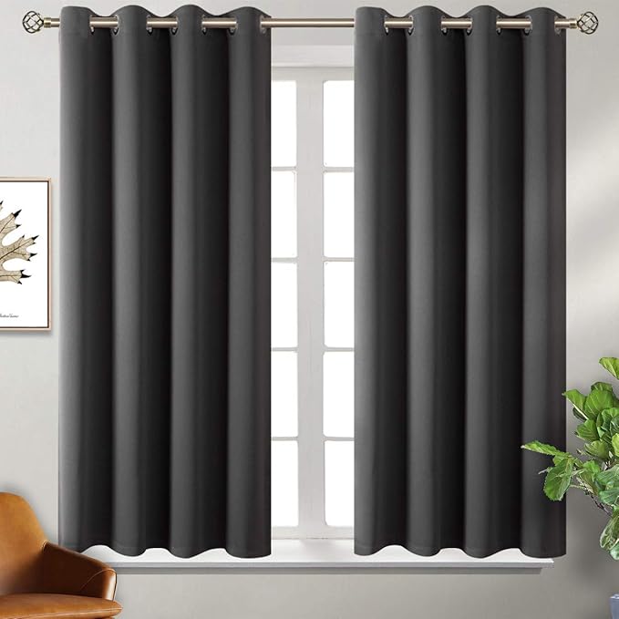 BGment Blackout Curtains 54 Inch Length 2 Panels Set, Dark Grey Room Darkening by BGment