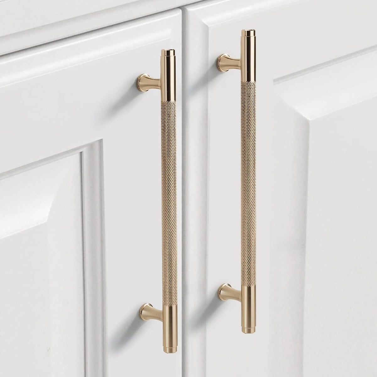 9BUILD 10 Pack 7 Inch Knurled Cabinet Pulls Matte Black Kitchen Cabinet Handles Cabinet Hardware Black Handles for Cabinets Cupboard Handles T Bar Handles
