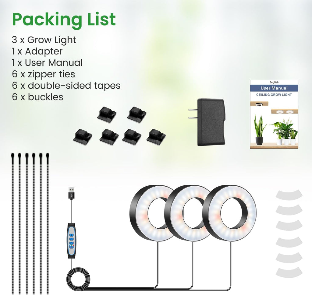 3.5" Grow Lights for Indoor Plants,Full Spectrum Plant Light 5V/3A