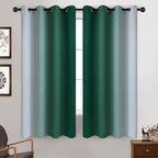 Yakamok Dark Green Ombre Curtains 63 Inches Long, Light Blocking Gradient Color - Image 2