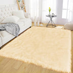 Latepis Boho Area Rugs 5x7 Plush Yellow Fluffy Rugs Shag Washable Faux Fur by Latepis