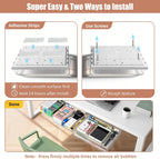 3 Pack Under Desk Drawer Slide Out Storage Organizer, Clear White 3 Sizes (S/M/L), Dual-Mount Hidden Table Tray for Tablets, Planners & Office Supplies