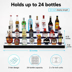 LED Liquor Bottle Display Shelf, 3-Tier 32 Inch Lighted Bar Shelf