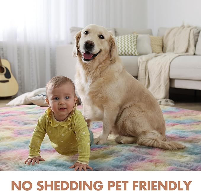 4x6 Ft Shag Kids Colorful Rugs for Bedroom, Ultra Soft Fluffy Furry Area Rugs - Image 6