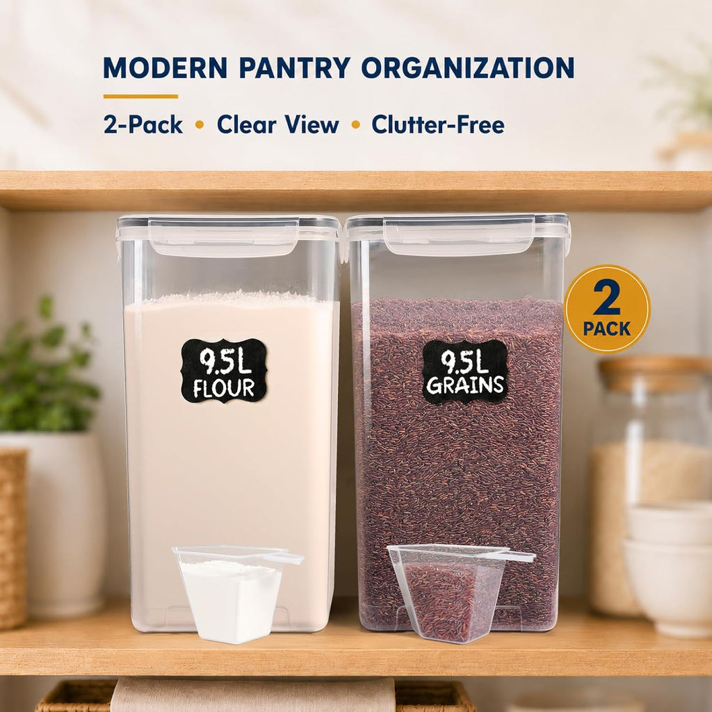 Gorpuire 2-Pack (9.5L | 321 Oz) Extra Large Bulk Food Storage Containers