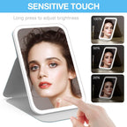 Kintion Travel Makeup Mirror, Portable LED Lighted Folding Mirror (Blue)