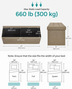 SONGMICS 43.3 Inches Folding Storage Ottoman Bench, Load 660 lb