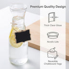 3 Pack 34 Ounces Glass Pitchers Wine Carafe Decanter with Acrylic Lid