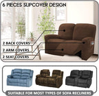 ULTICOR Reclining Love Seat Slipcover, 6-Piece Velvet Stretch Loveseat - Image 3