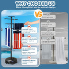 Pool Towel Rack with Wheels and Storage Tray for Indoor Outdoor Use