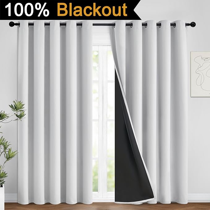 Yakamok 100% Blackout Curtains 84 Inches Long, 2 Thick Layers Heat and Full - Image 2