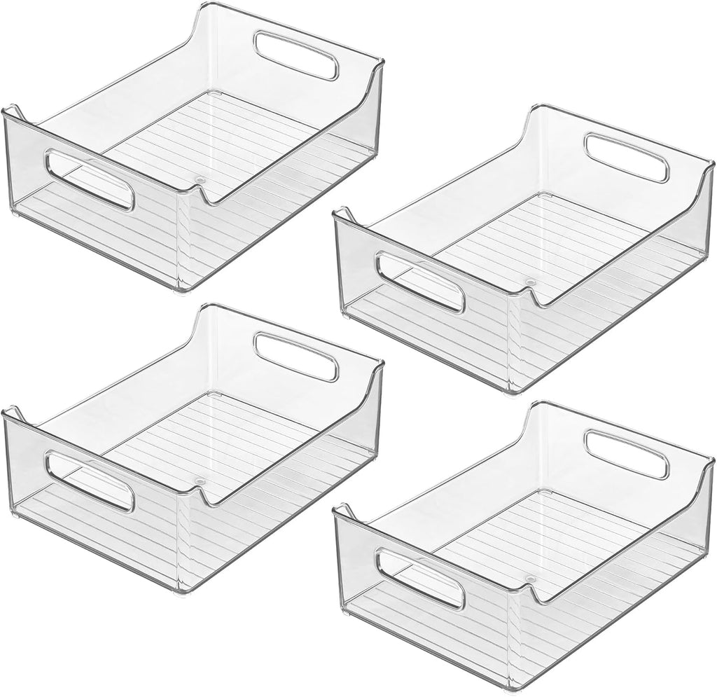 iDesign Stackable Clear Plastic Storage Bin, 4-Pack