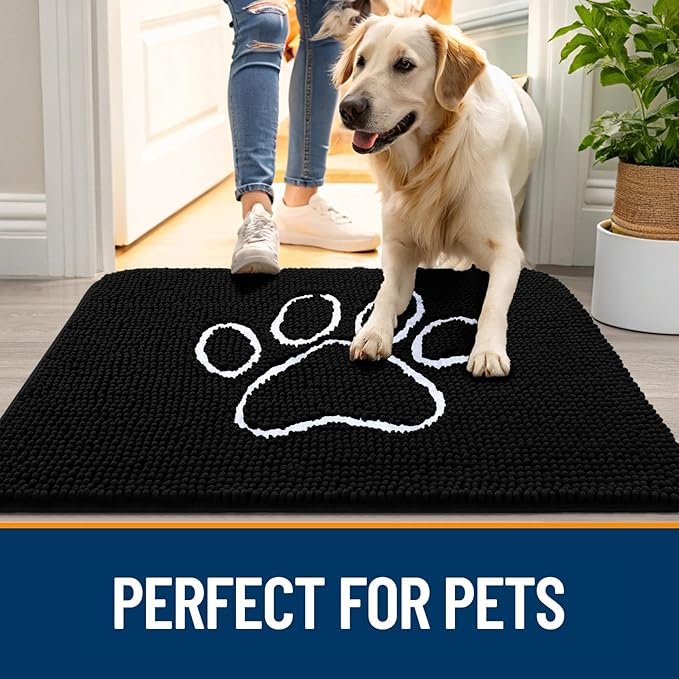 OLANLY Dog Door Mat for Muddy Paws 59x32, Paw Print Design, Absorbs Moisture - Image 6