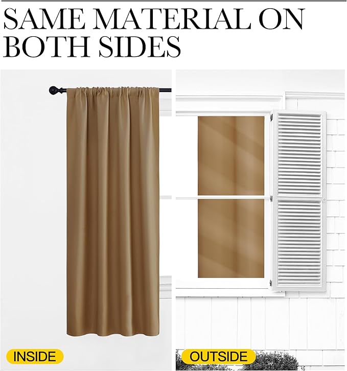 NICETOWN Gold Brown Blackout Curtains Panels - Image 6