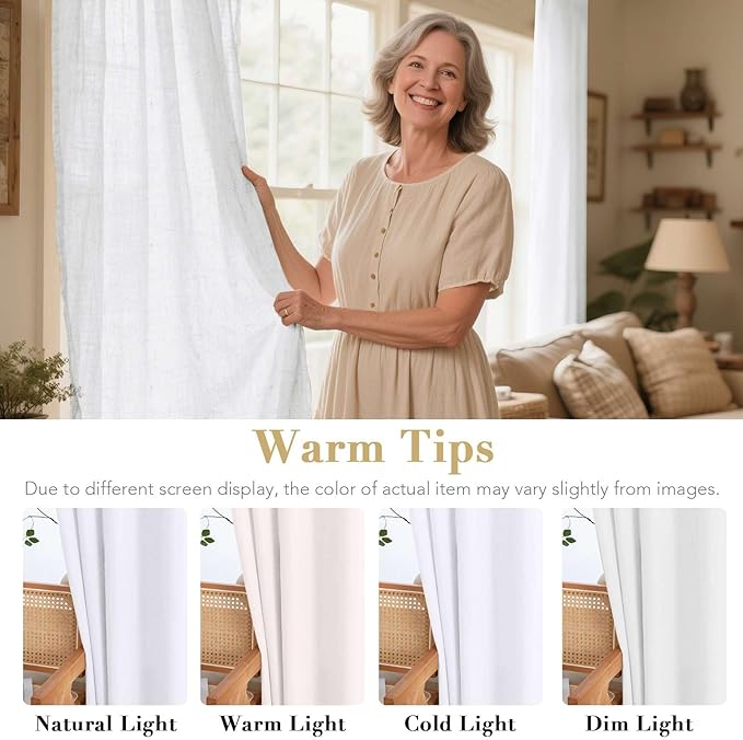 H.VERSAILTEX Natural Effect Extra Long Semi Sheer Curtains Made of Linen Mixed - Image 3