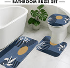 Bathroom Sets with Shower Curtain and Rugs, Set of 4, Boho Modern