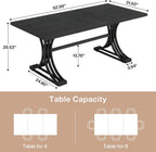 Tribesigns 63-Inch Rectangular Dining Table for 4 to 6, Modern Kitchen Tables with Stylish Metal Trestle Legs, Large Dinner Table for Dining Room, Only Table (Black)