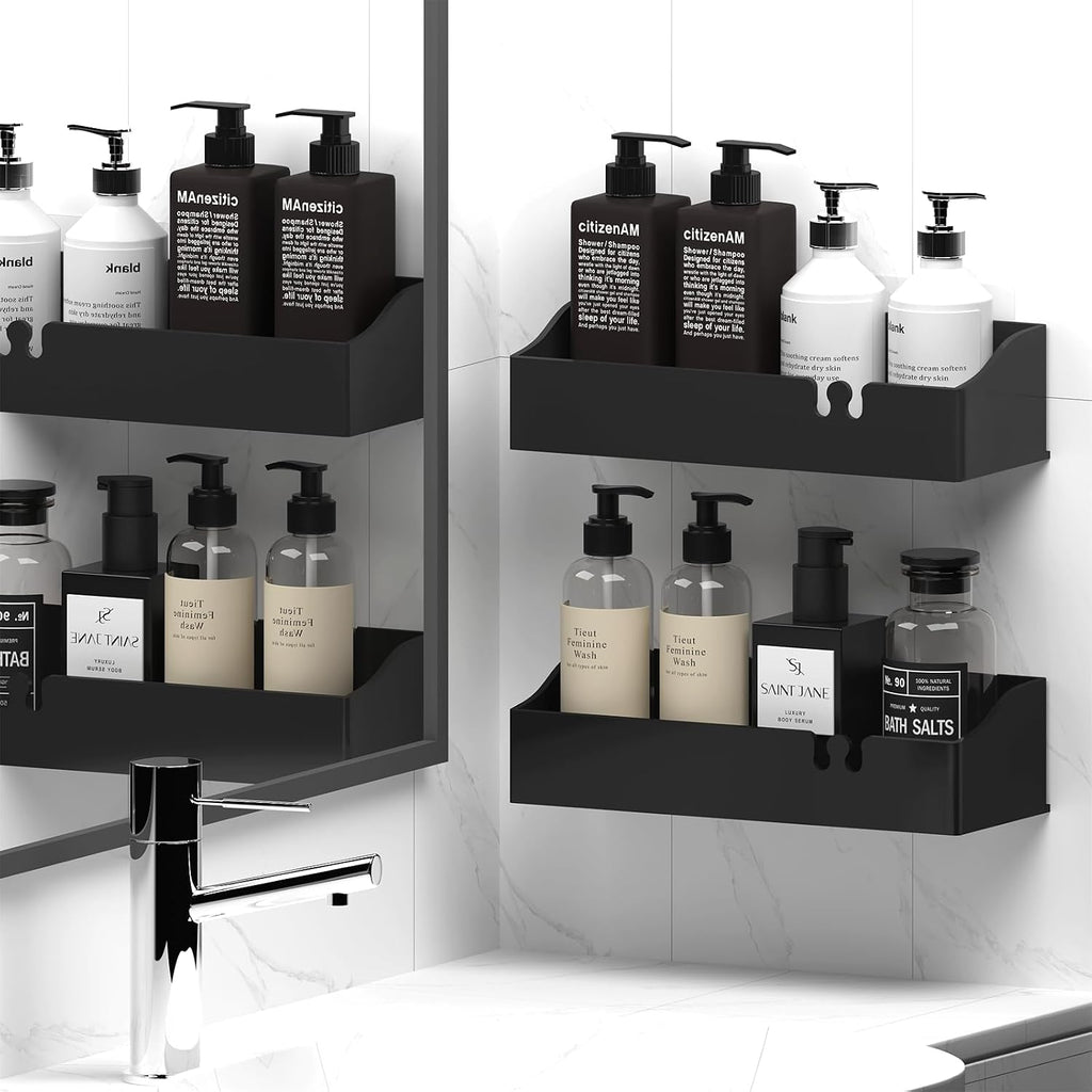 Acrylic Shower Organizer 3 Pack, Acrylic Adhesive Shelves Wall Mounted Bathroom Shower Caddy, No Drilling Required, Suitable for Shower and Kitchen Storage