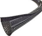 Electriduct 3.5" Side Entry Hook and Loop Cable Sleeve - 25 Feet - Black