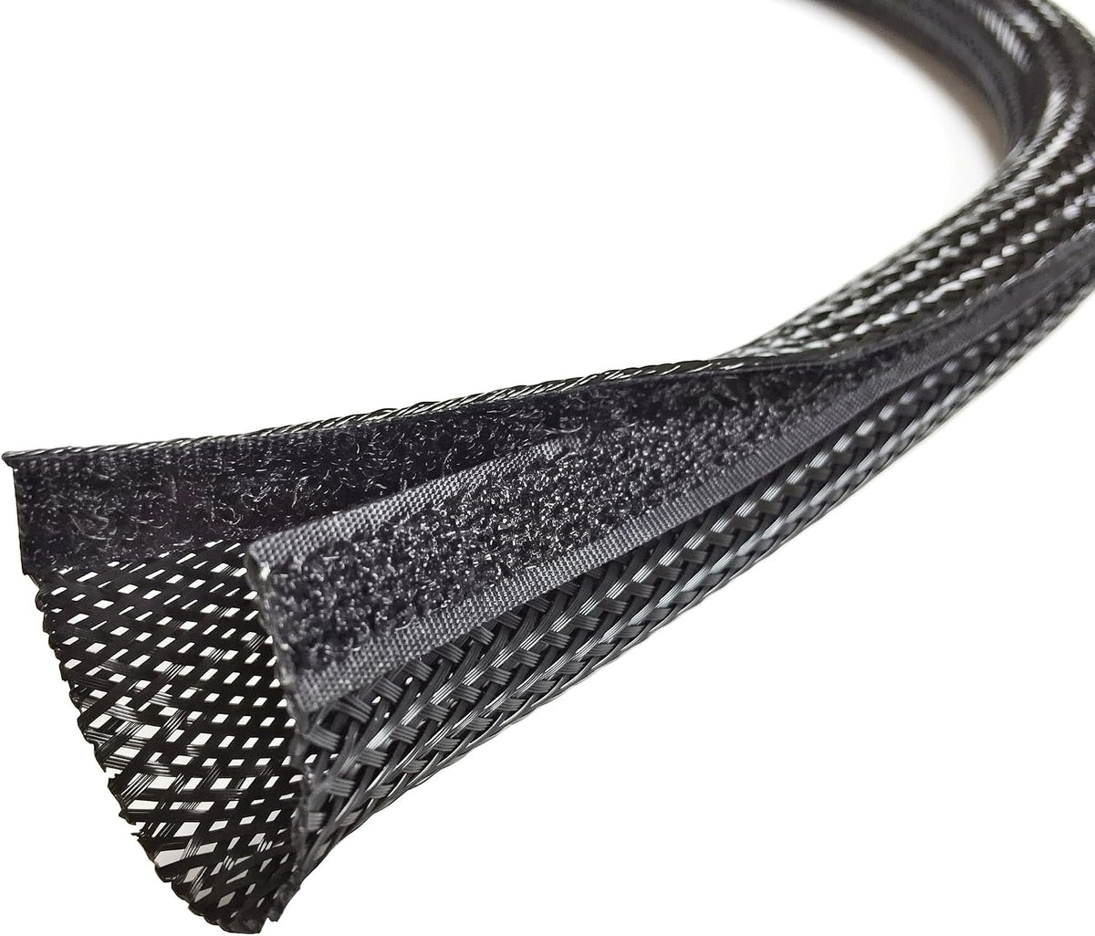 Electriduct 3.5" Side Entry Hook and Loop Cable Sleeve - 25 Feet - Black
