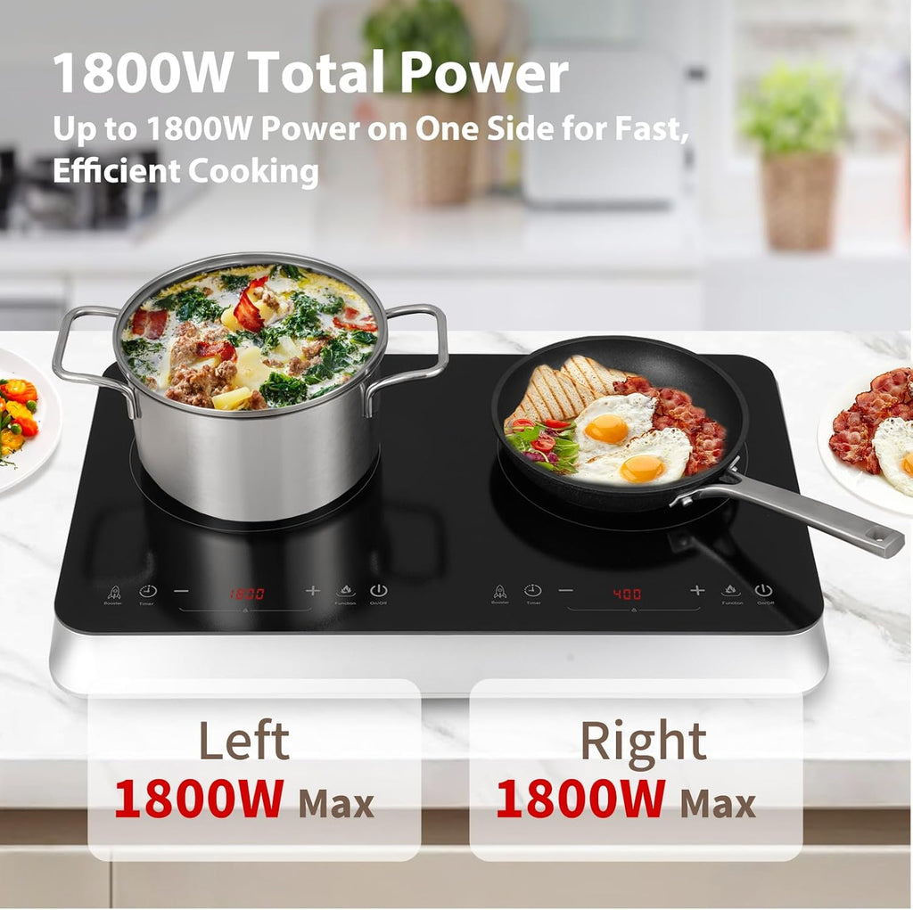 COOKTRON Portable Induction Cooktop 2 Burner, 1800W with Booster