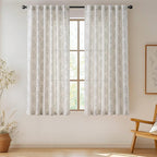jinchan Linen Floral Curtains for Living Room 63 Inch Length Gray Flower - Image 2