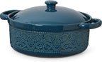 FE Casserole Dish with Lid, 2 Quart Ceramic Baking Dish, Christmas Red