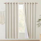 NICETOWN Natural Bedroom Full Blackout Linen Curtain Panels Set of 2, Thick - Image 2