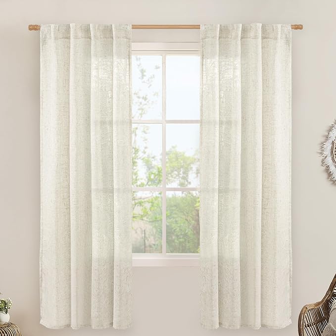 LAMIT Light Filtering Linen Curtains 72 inches Long by LAMIT