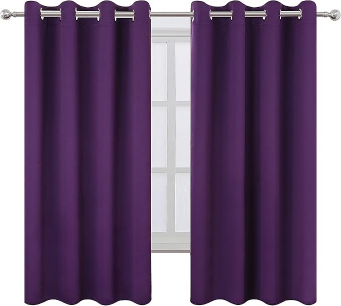LEMOMO Purple Blackout Curtains 66 x 63 Inch Length/Set of 2 Curtain - Image 2