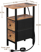 LOAKEKEL Narrow End Table with Charging Station, Side Tables Living Room