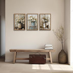 3ps Framed Rustic Farmhouse Wall Art Vintage Daisy Floral Canvas 12x16in