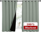 NICETOWN Greyish Green 100% Blackout Lined Curtains, 2 Thick Layers Completely - Image 2