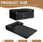 Convertible Sofa Bed Full,5-in-1 Tri-Fold Boneless Couch with Removable Armrests & Handle,Corduroy Futon Sleeper Sofa,Floor Folding Mattress Pull Out Bed for Small Space Apartment Bedroom Black